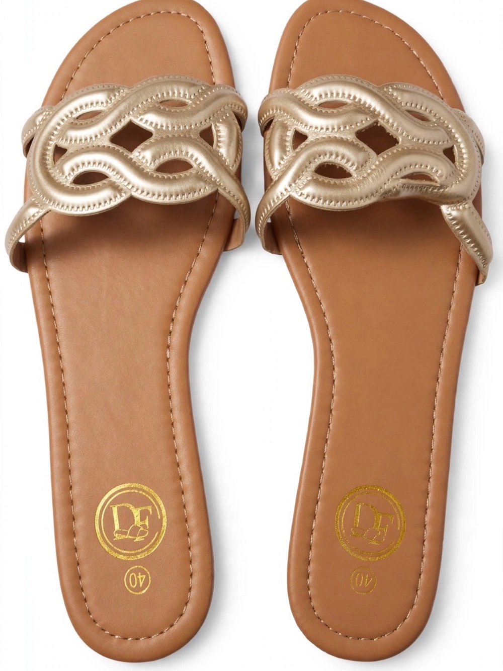 Gold Braided Slide Sandals - Brand